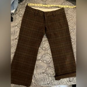 Frankie B SUPER RARE capri dress pants casual unique brown plaid ULTRA LOW RISE
